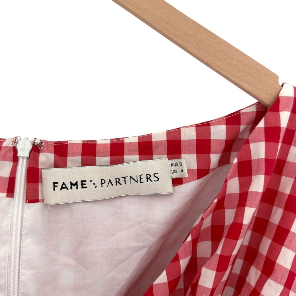 Fame and Partners x‎ REVOLVE Russo Red Gingham Wrap Mini Dress Size 4 - Picture 5 of 11